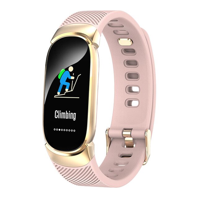 IP68 Waterproof Smart Watch Women Heart Rate Monitor Men Fitness Smart Bracelet Tracker Sport Smartwatch For Android IOS+Box: Pink