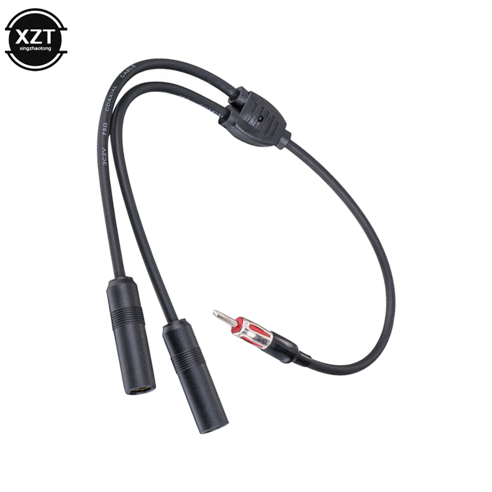 30.5cm Car Antenna Cable Adapter Aluminum Plug In 1 For 2 Radio Antenna Extension Cable Meet More Connectivity Antenna For Car