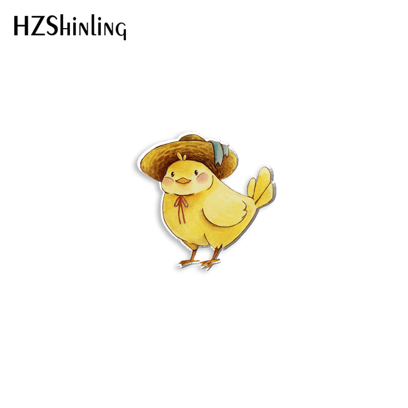 2023 Leuke Kip Acryl Revers Pin Haan Epoxy Vlindersluiting Pin Handgemaakte Vlinder Broche: Goud-kleur