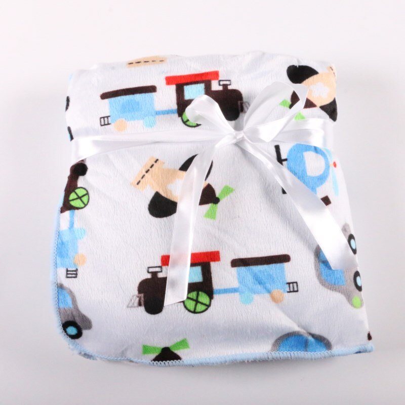 Factory Sales Baby Blanket thicken double layer fleece infant swaddle baby swaddle Microfiber plaid 76*102CM atrq0001: whitecar
