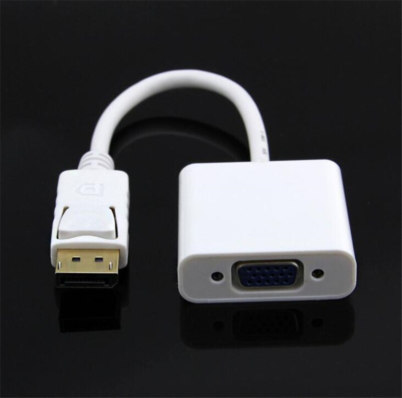 Blanco DisplayPort macho DP a VGA hembra M/F adaptador de convertidor Cable para Notebook HP/Dell/Lenovo/Toshiba