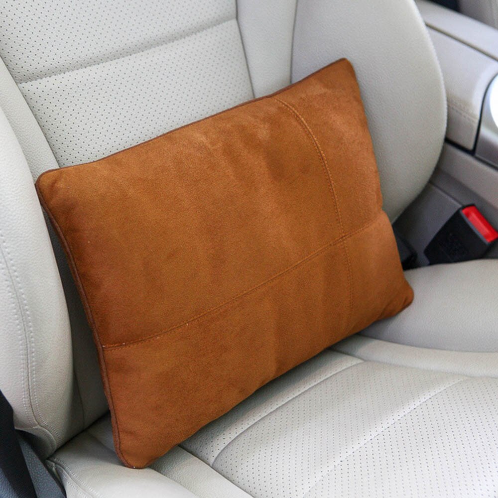 JINSERTA Auto Sitzkissen Unterstützung Kissen Maybach S Klasse Kopfstütze Taille Kissen Wildleder Stoff Sitz Zurück Nacken Unterstützung Kissen: Braun-Taille