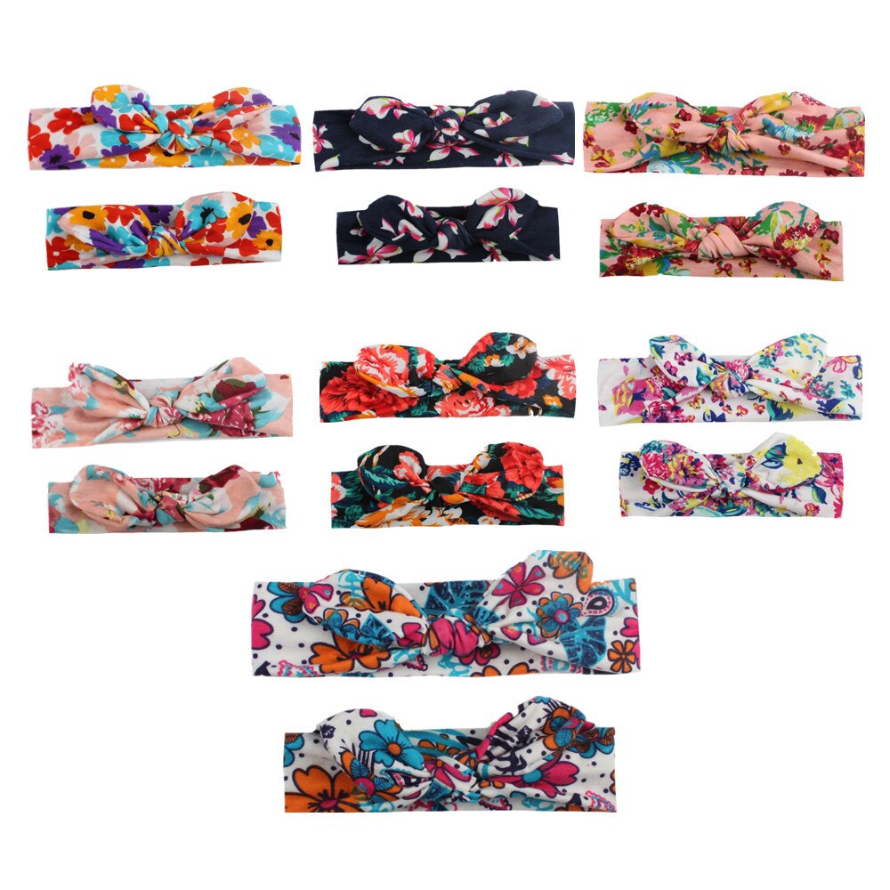 2PCS Mama Baby Headwear Bowknot Elastic HeadBands for Women Children Tuban Baby HairBands Hair Accessories Headbands for Girls