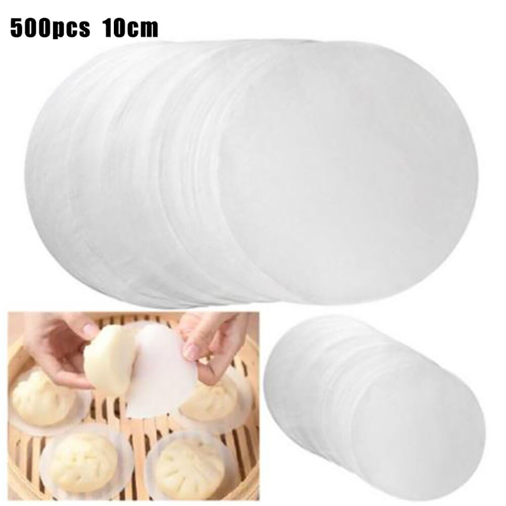 500 stk damperpapir rundt engangspapir non-stick til pau mantou dumplings boller brødkager papirmåtte 7.6cm/9cm 10cm køkken: 10cm