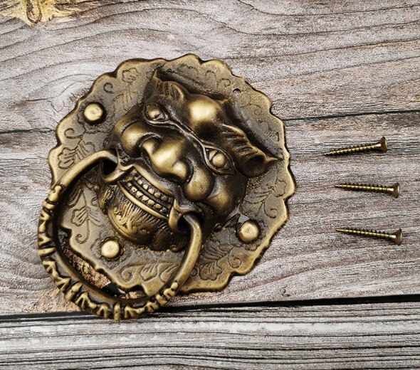 Zuiver Koper Dierenkop Deur Ring Dier Hoofd Tijger Hoofd Pull Ring Midden En Oude Stijl Deur Leeuwenkop Handvat retro Antieke Deur