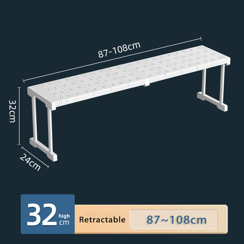 Expandable Closet Tension Shelf Storage Kitchen Stackable Shelves Adjustable Organizer Cabinet Wardrobe Sink Tension Shelf Rack: Brown