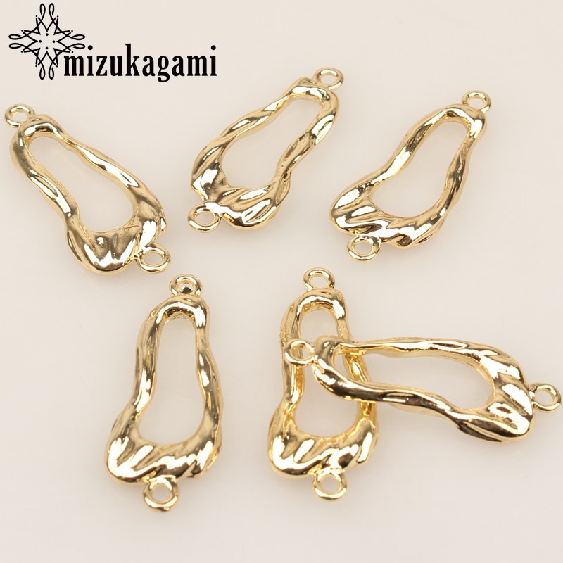 39*15MM 4pcs/lot Zinc Alloy Gold Geometry Hollow Charms Linker Connectors For DIY Earrings Jewelry Accessories