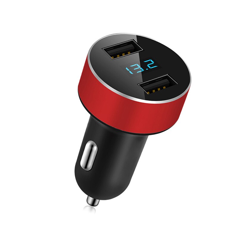 Smart USB Car Charger Phone Fast Charger Max 4.8A LED Car Adapter DUAL Ports Alloy Mobile Charger For Xiaomi iphone x lenovo z5: Red   3.1A