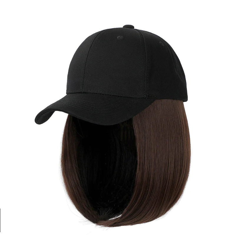 YLWHJJ Wig hat all-in-one female peaked cap short hair bob head trendy shade wig warm cap women: BROWN