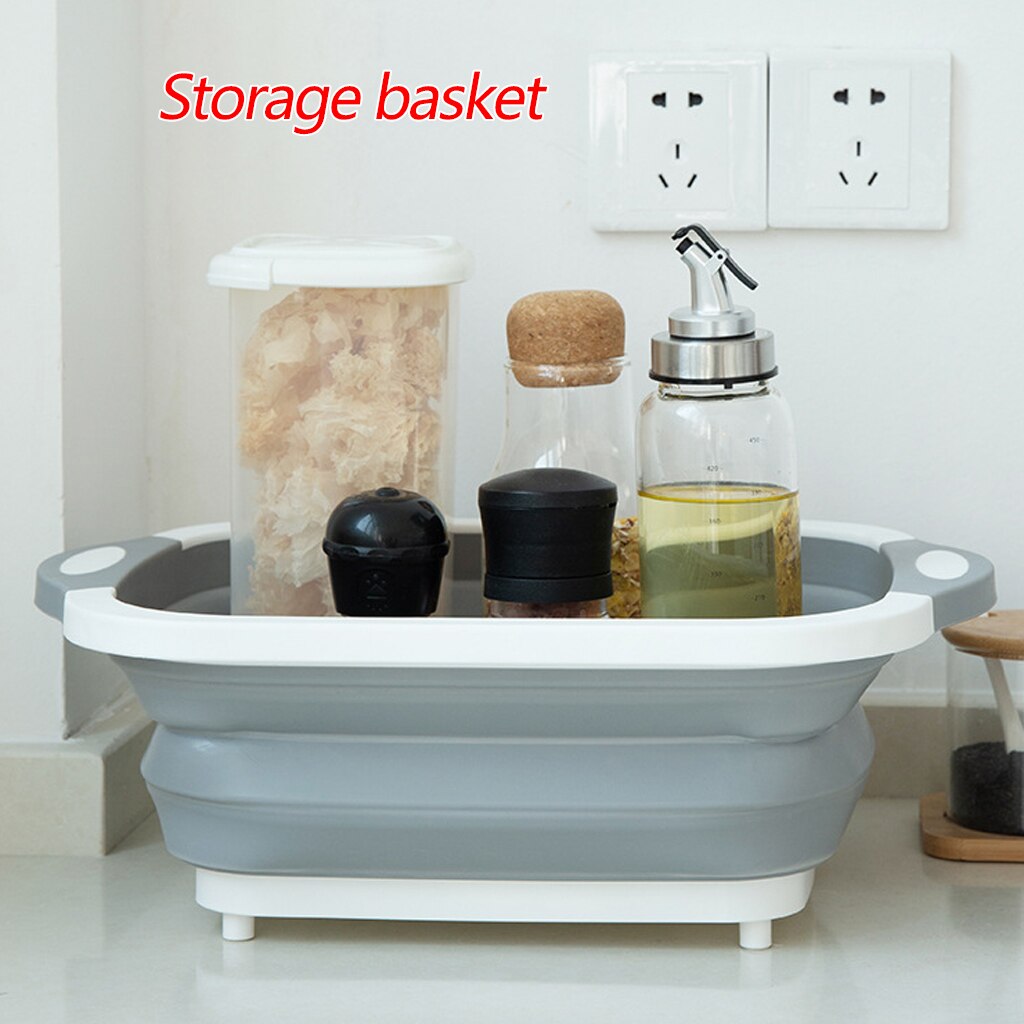 Multifunctional Foldable Cutting Board PP Sink Storage Basin Chopping Blocks Fruit Vegetable Washing Drain Basket Kitchen Stuff
