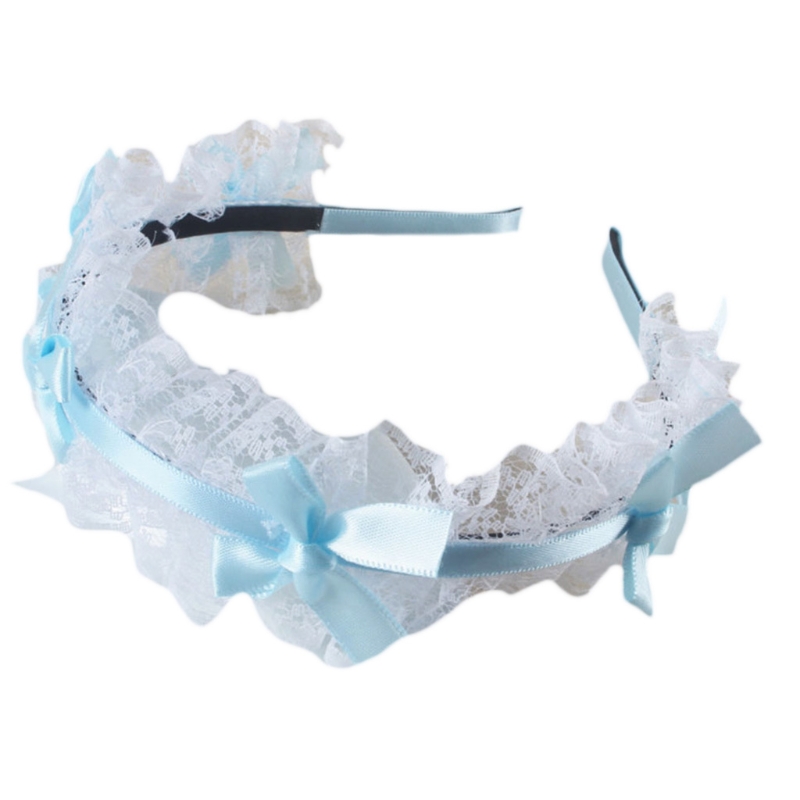 Diademas de encaje para mujer, diadema de encaje con volantes de malla, lazo bonito, novedad, tocado para dama, accesorios para de Cosplay: Caqui oscuro
