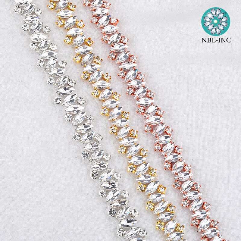 (1 yarda) cinturón de novia plateado, adorno de boda dorado con cristales, accesorios de vestido de novia, faja para vestido de boda WDD0696