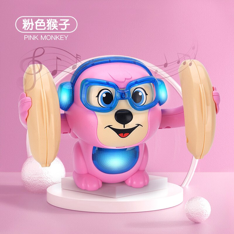 Banana rolling monkey Baby Toys Electric Flipping Monkey Light Music Children Animal Model Voice Control Induction Cartoon: green