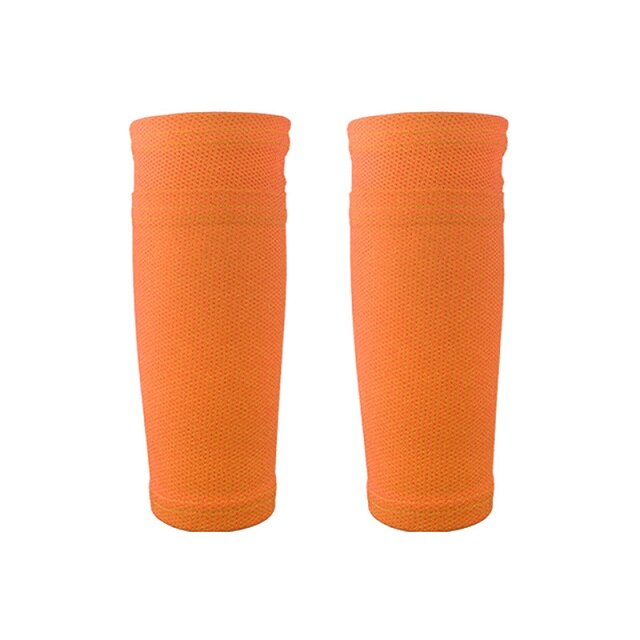 1 paar Fußball Fußball Schutzhülle Socken Shin Schutz Mit Tasche Für Fußball Shin Pads Bein Ärmeln Unterstützung Erwachsene Unterstützung Socke: Orange / L