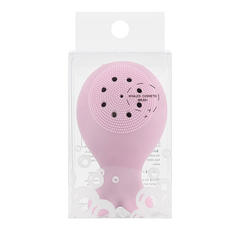 1pcs Silicone Small Whale Wash Brush Whale Cleansing Brush Cleansing Instrument Clean Nose Brush Cleansing Tool: Pink(box)