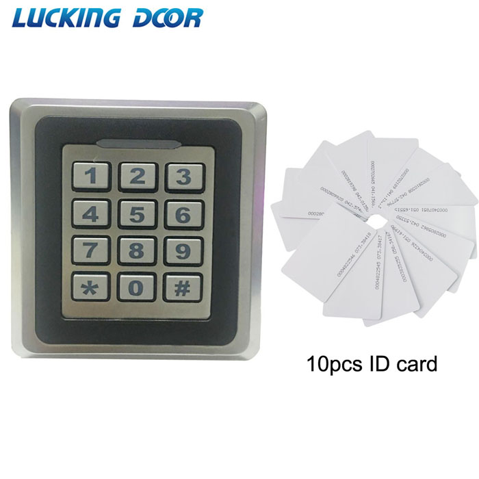 LUCKING DOOR RFID Access Control System Proximity Card Standalone 8000 Users Door Access Control Waterproof Metal Case: AC and 10 cards