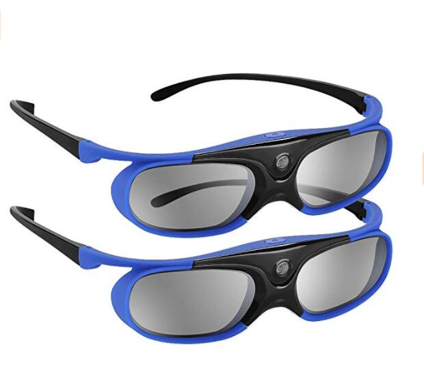 BOBLOV – lunettes à obturateur actif 3D dlp-link, JX-30, 96Hz/144Hz, rechargeables USB, bleu pour Home cinéma, pour projecteur Dell BenQ W1070 W700: Blue-2pcs
