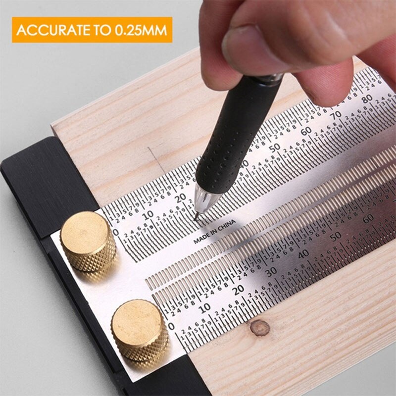 High-Precision Caliper Woodworking Tools Hole Ruler Stainless Scribing Mark Line Gauge Carpenter Super Sizer Measuring Tool