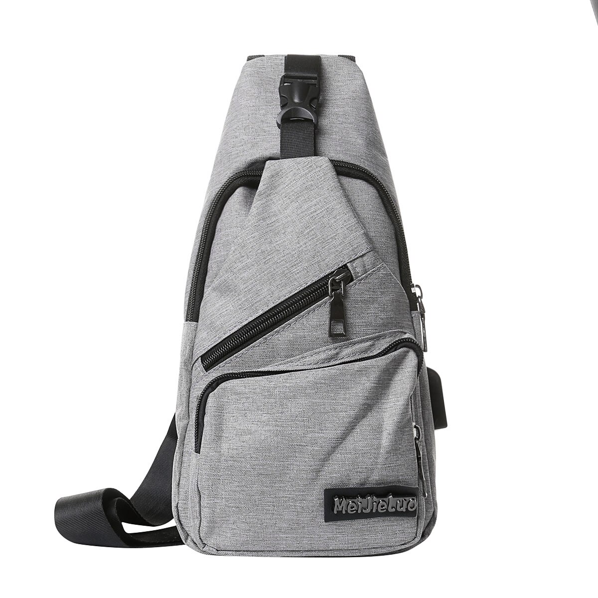 Men Chest Pack Messenger Sling Sport Travel Crossbody Shoulder Bag USB Charging Waist Packs: Gray 2