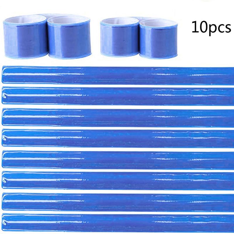 10Pc Visible Safety Running Reflective Wristbands Reflectors Bicycle Bracelets B2QE: Light Blue