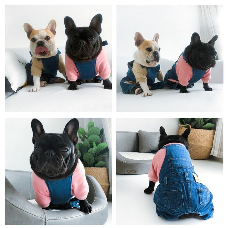 Monos de Bulldog Francés Demin, ropa de perro mascota cálido para cachorros pequeños y medianos, ropa para perros Schnauzer, SBC01