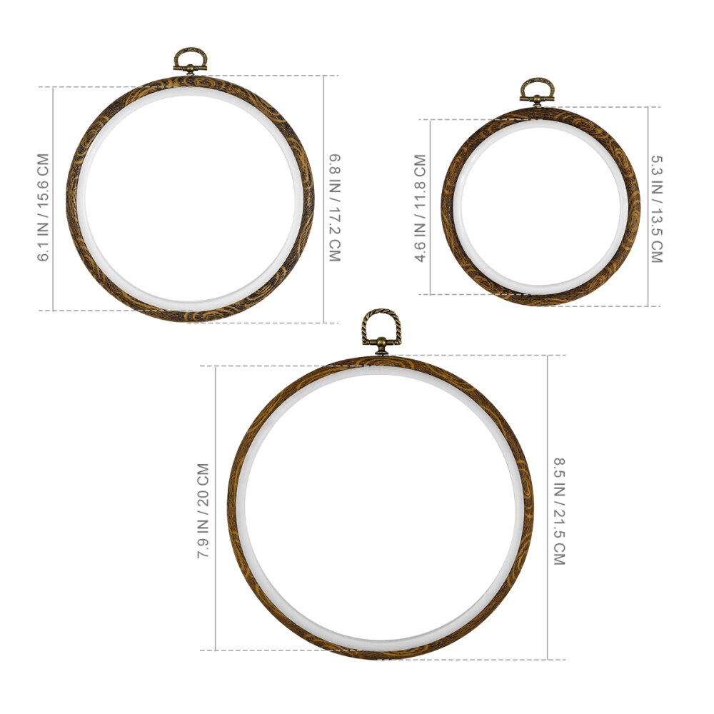 ULTNICE 3Pcs Embroidery Hoops Cross Stitch Hoop Ring Imitated Wood Circle Set Display Frame for Art Craft Handy Sewing and Hangi
