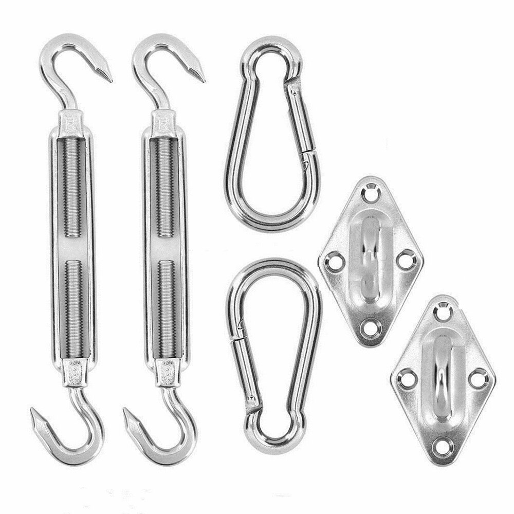 24Pcs/Set Sun Shade Sail Stainless Steel Hardware Installation Kit Turnbuckle Pad Eye Snap Hook Accessories