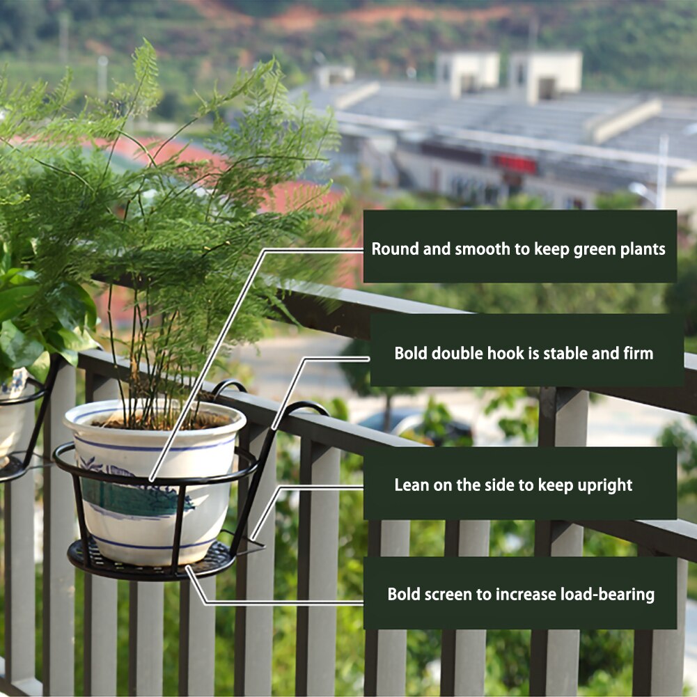 Balkon Opknoping Plant Rekken Balkon Ronde Bloempot Rack Reling Hek Outdoor Venster Ijzeren Bonsai Stand Decoratie
