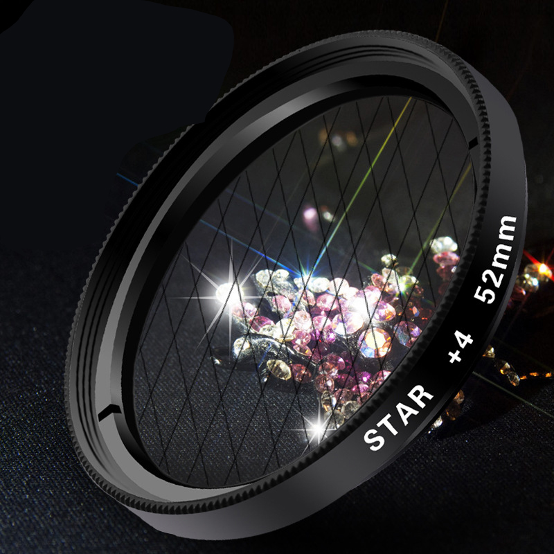 Filtre à effet Starburst 52mm, Flash d&#39;appareil Photo, miroir Starlight, 4-6-8 lignes, adapté à tous les téléphones mobiles