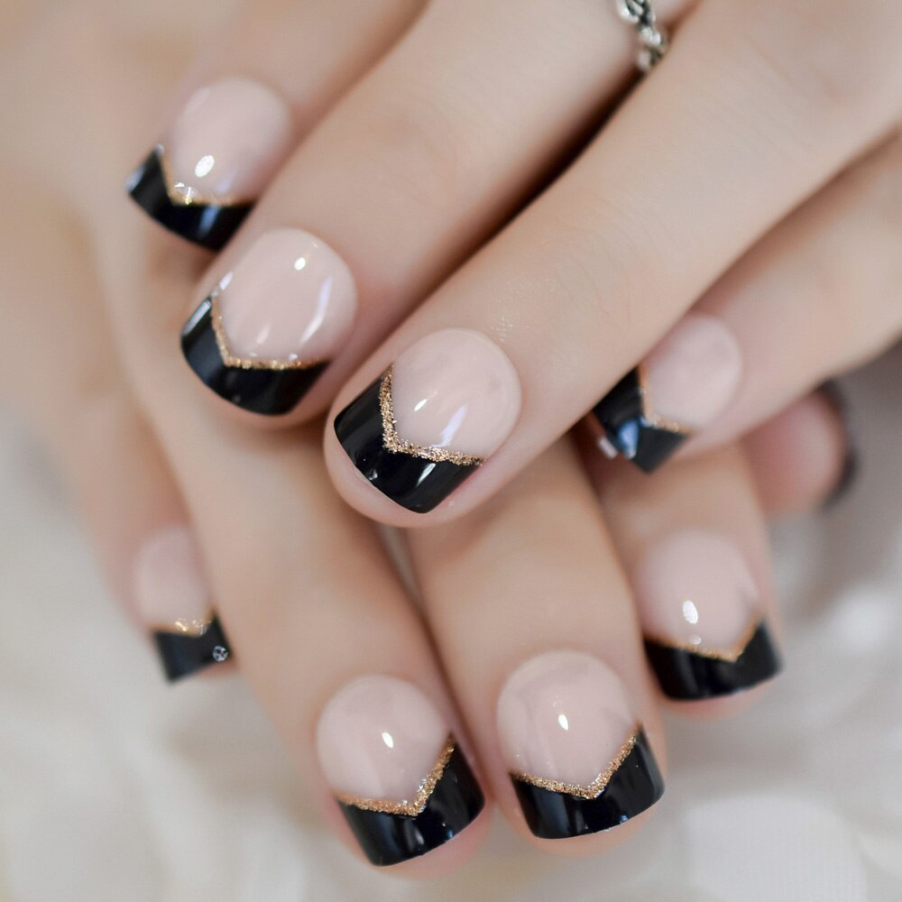 Sexet leopardprint brun abs nail art korte runde kunstige negle mousserende mønster falske negle 24 stk: L5015