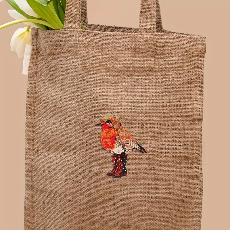 Parche bordado de pájaro bonito con botas, insignia de Animal natural, artesanal, parches para planchar para ropa, gorra, bolsa, chaqueta, sombrero de camionero, 1 ud.