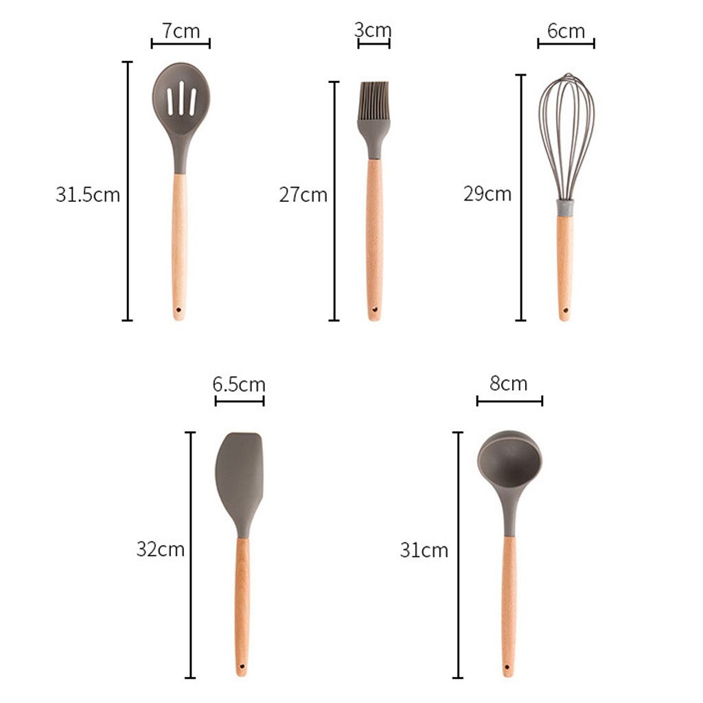 Wooden Silicone Kitchen Utensil Nonstick Utensils Cooking Ladle Turner Spatula Tong Cookware Baking Gadget Tool