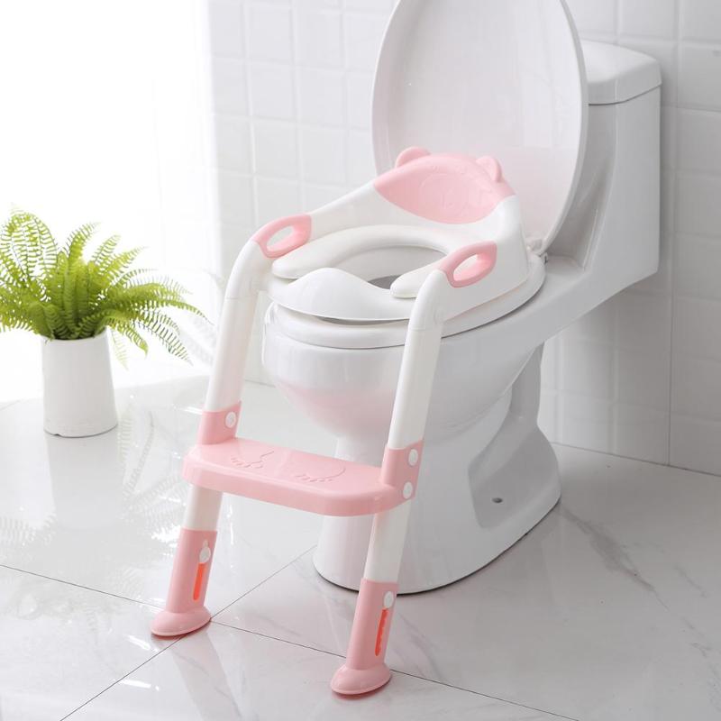 Kids Toilet Training Seat Folding Baby Potty Infant With Adjustable Baby Ladder Toilet ladder Folding Seat Toilet 1-7Y