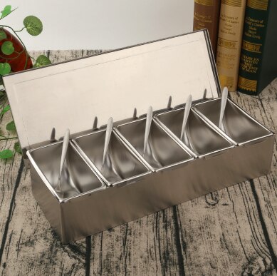 High-grade 304 Stainless Steel Seasoning Box Hotel Seasoning Box With spoon Storage Box Household Seasoning Tank Seasoning Box: colour4