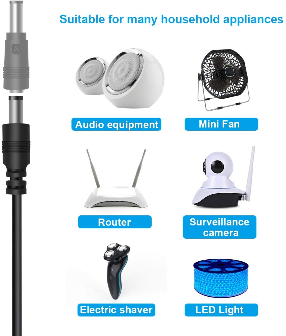 USB zu DC Power Kabel, 8 in 1 Universal 5V DC Jack Kabel Power Kabel mit 8 Austauschbaren Steckern Stecker Adapter