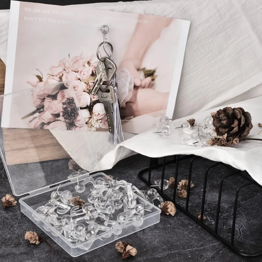 50PCS Push Pin Hooks Plastic Cork Board Wall Decorative Markers Drawing Pins Map Photo Wall Fixed Thumbtack Hooks Office Gadgets