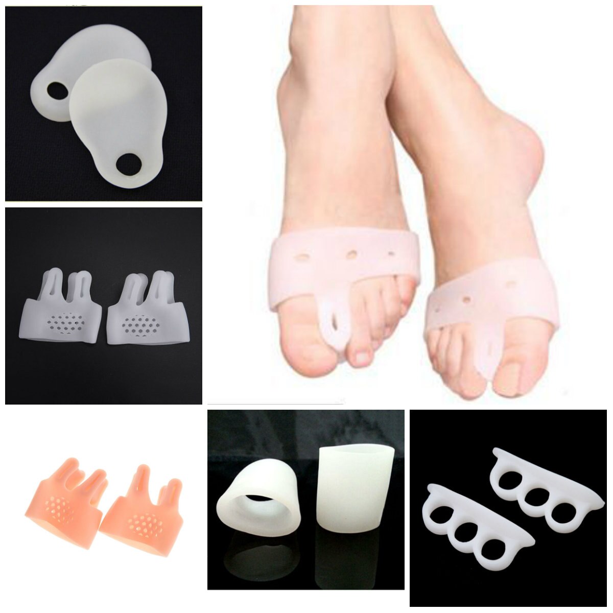 Separadores de dedos espaciadores, dispositivo para dedo del pie, almohadilla para dedo del pie, Corrector Valgus, Protector de alivio de juanete de pies, 1 par