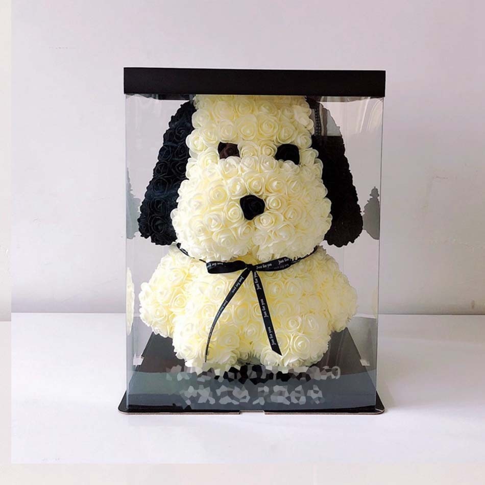 38cm rose huba hund bamse rose blomst kunstig dekorasjon jul til kvinner valentines