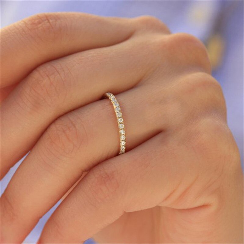 Modyle Heißer Paar Hochzeit Ring für Frauen Einreihige kubisch Zirkon Ring Rose Gold /Gold/Silber Farbe schmuck