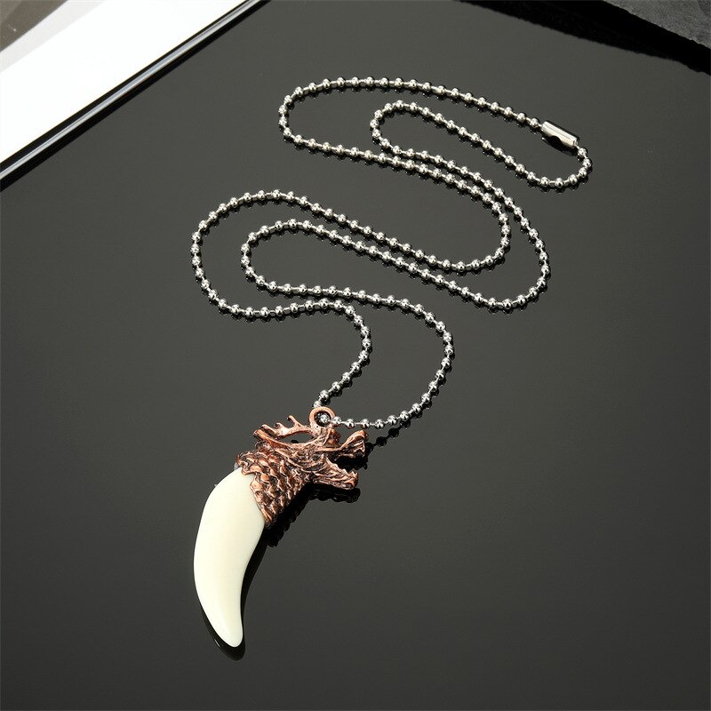 Colliers en métal Punk lune pour hommes, collier en dents de loup pour Couple, pendentif en dents de chien de personnalité Vintage, bijoux