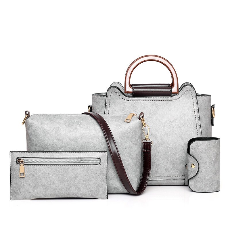 Stijl Vrouwen Handtas Eenvoudige Schoudertas Stijl Composiet Tassen Vrouwen Handtassen Dames Tassen 4 stks/set: grey