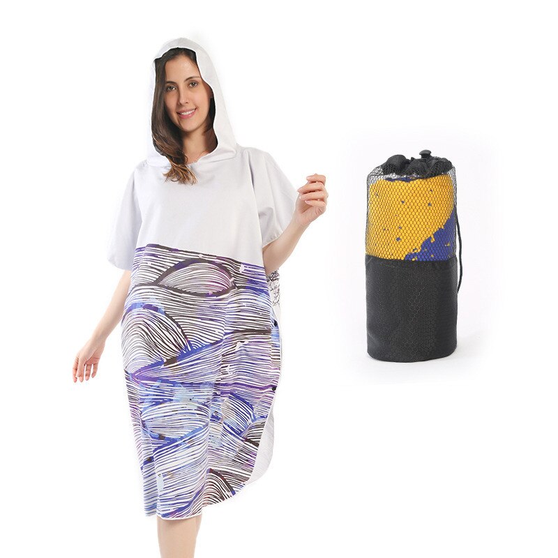 Szybkoschnący szlafrok kąpielowy, ręcznik plażowy z kapturem, ręcznik plażowy dla dorosłych, ponczo, ręczniki damskie, męskie, peleryna robić pływania: 6