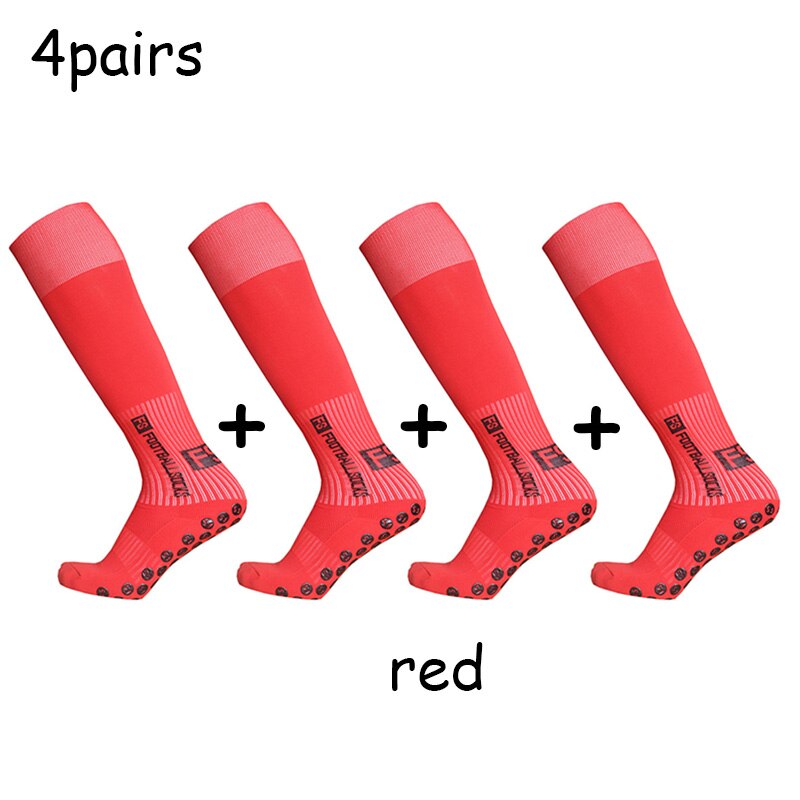 Long FS Football Socks Non-slip Silicone Sole Compression and Breathable Professional Football Socks: red