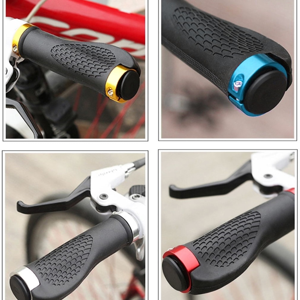 La bicicleta del manillar Anti-Skid caucho ergonómico MTB Carretera de montaña puños de goma con topes de aluminio para bicicleta de ciclismo accesorios de partes de
