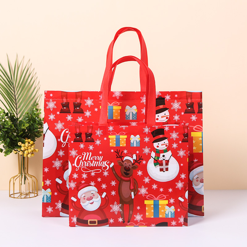 10-60PCS Christmas Tote Bag Santa Elk Snowflake Bags Non-woven Waterproof Printed Bags Thickened Decor Supplies