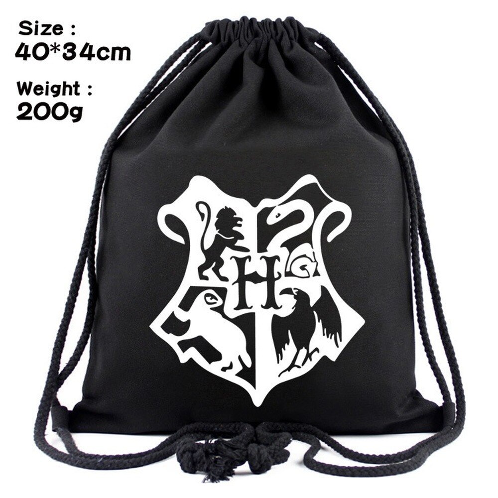 H.Potter Drawstring Canvas Backpack Men Women Shopping Bag Student School Bag Outdoor Storage Bag: 1