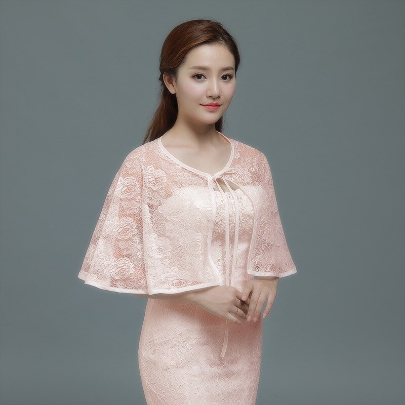 Boléro dentelle blanche Femme Cape rouge pour robe de soirée boléro nuptiale Mariage 8 couleurs haussement d'épaules pour femmes châles accessoires de Mariage: Lt.Pink