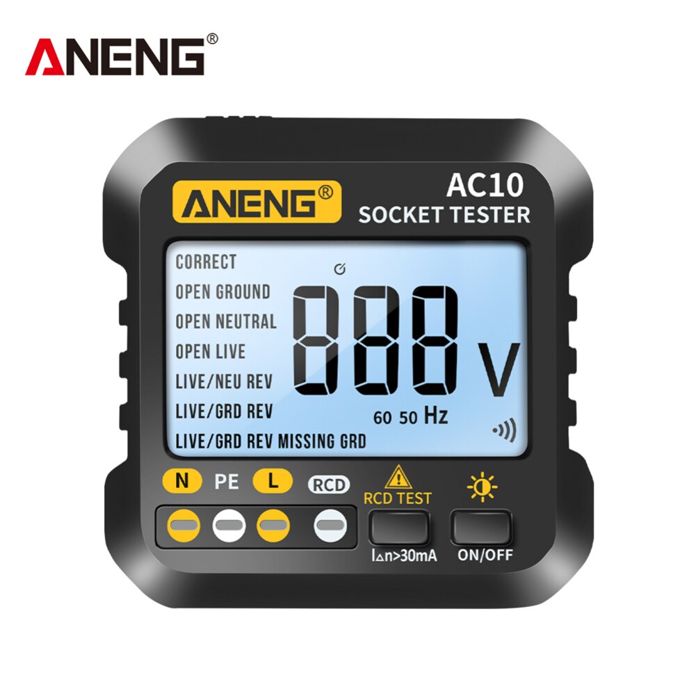 ANENG Socket Tester AC10 Plug Detector Multimeter Digital Tester Zero Fire Line Polarity Phase Check Phase Detector US/EU Plug: EU Plug