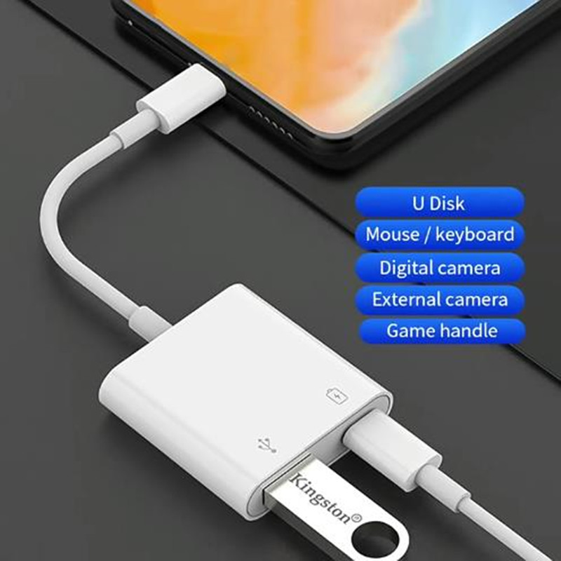 Adapter Lightning na USB OTG dla IPhone Ipad Mysz Klawiatura Ładowanie U Disk Aparat fotograficzny Czytnik kart Konwerter danych Iphone Otg