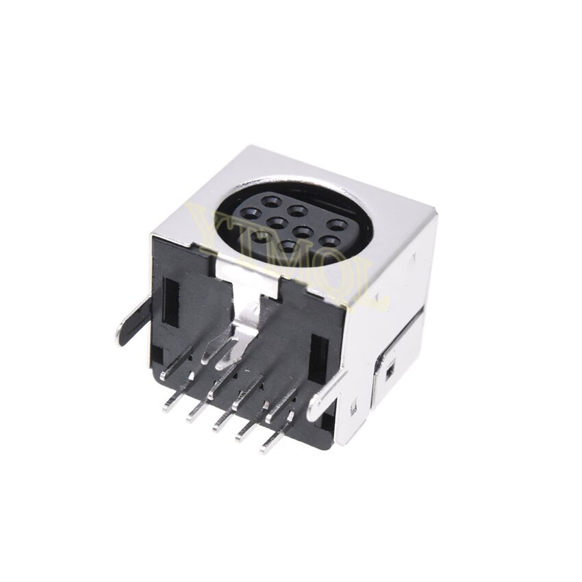 5pcs Mini Din 3 4 5 6 7 8 9 Pin Female Din Sockets MD-SM Shield Right Angle Through Holes PCB Circular Receptacle Connector: Beige